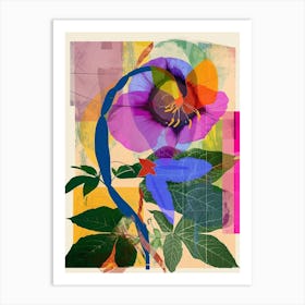 Morning Glory 1 Neon Flower Collage Art Print