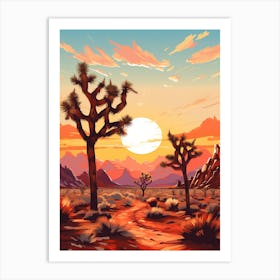 Joshua Tree At Sunset In Nat Viga Style (4) Art Print