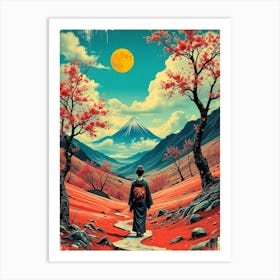 Geisha Walking A Path Art Print