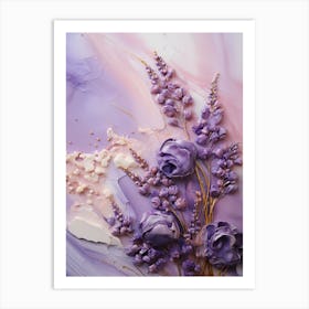 Lavender Flowers On A Purple Background Art Print