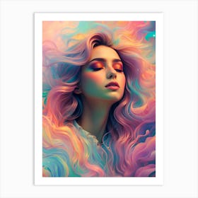 Girl With Colorful Hair 10 Art Print