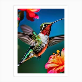 Male Ruby Throated Hummingbird-Reimagined 17 Art Print