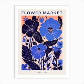 Blue Flower Market Poster Hibiscus 1 Art Print