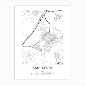 Gan Yavne,Israel Minimalist Map Art Print