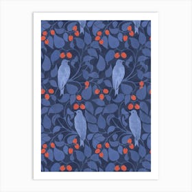 Blue Birds On A Branch 1 Art Print