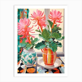 Cactus Painting Maximalist Still Life Easter Cactus 3 Art Print