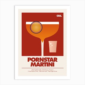 Pornstar Martini, Cocktail Print (Burnt Orange) Art Print