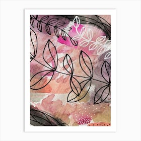 Abstract Watercolor Botanicals Pinks Painting Art Print