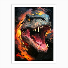 Fantasy Inferno T Rex Dinosaur Art Print