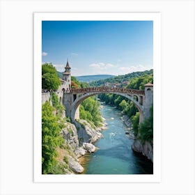 Ottoman Style Footbridge In Bulgaria Ancient Stone Architecture Amalgamating With A Tranquil River 2 Art Print