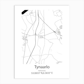 Tynaarlo,Netherlands Minimalist Map Art Print