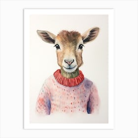 Baby Animal Watercolour Goat 5 Art Print