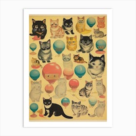Collection Of Vintage Cats Kitsch 3 Art Print