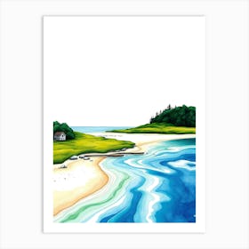 Watercolor Of The Beach Art Print