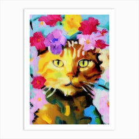 Ginger Flower Cat Art Print