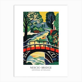 Nescio Bridge, Amsterdam, Netherlands Colourful 2 Travel Poster Art Print