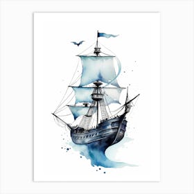 Sailing Ships Watercolor Painting (2) Art Print