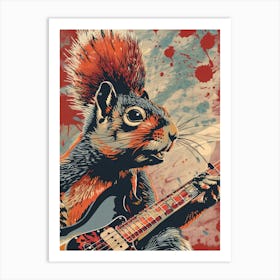 Squirrel Playing Guitar Art Print