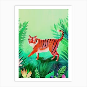 Luxmango Tiger Walking In Forest Voxel Art Art Print