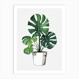 Monstera Obliqua Plant Living Room Art Print (3) Art Print