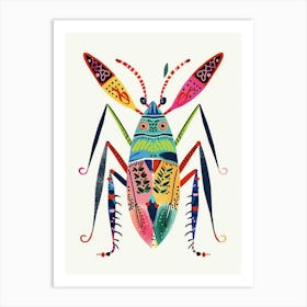 Colourful Insect Illustration Cricket 5 Art Print