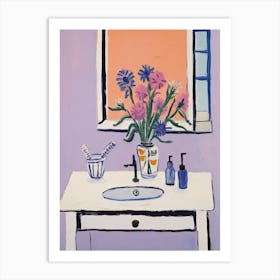 Bathroom Vanity Painting With A Lavender Bouquet 2 Art Print