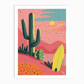 Cactus And Surfboard Art Print