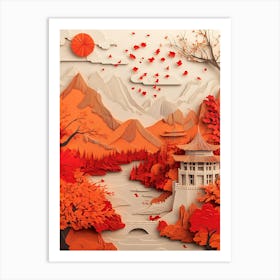 Beautiful Landscape Paper Craft Style 13 Art Print