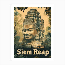 Aihrgdesign A Classic 1960s Travel Poster For Siem Reap 3 Art Print