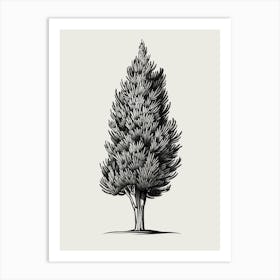 Cypress Tree Minimalistic Drawing 3 Art Print