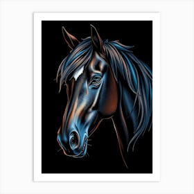 Brown Horse Head - Dark portrait Art Print