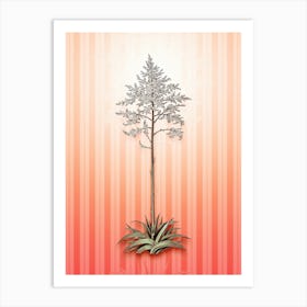 Giant Cabuya Vintage Botanical in Peach Fuzz Awning Stripes Pattern n.0021 Art Print