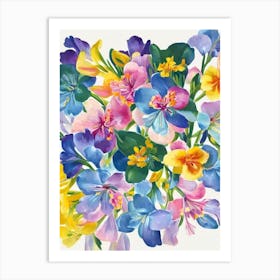 Freesia Modern Colourful Flower Art Print