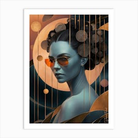 Golden Hour Woman Portrait With Orange Sunglasses Art Print