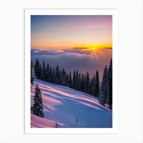 Oberstdorf, Germany Sunrise Skiing Poster Art Print