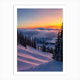 Alpe D'Huez, France Sunrise Skiing Poster Art Print