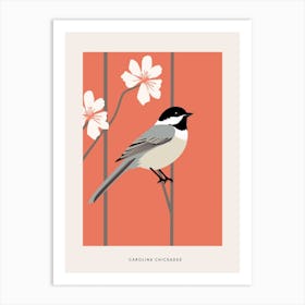 Minimalist Carolina Chickadee 3 Bird Poster Art Print