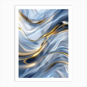 Abstract Blue And Gold 7 Art Print