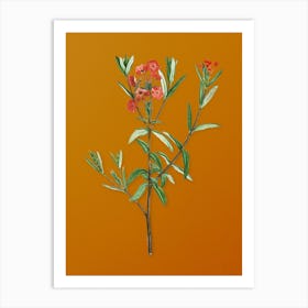 Vintage Bog Laurel Bloom Botanical on Sunset Orange n.0150 Art Print