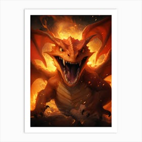 Charizad Dragon In Fire Art Print