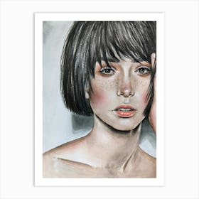 Watercolor portrait of a woman Art Print