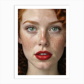 Portrait Of A Woman With Freckles 1 Art Print