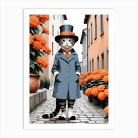 Cat In Top Hat Art Print