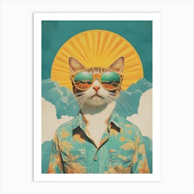 Vintage Retro Poster Cool Cat 4 Art Print