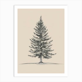 Cedar Tree Minimalistic Drawing 1 Art Print