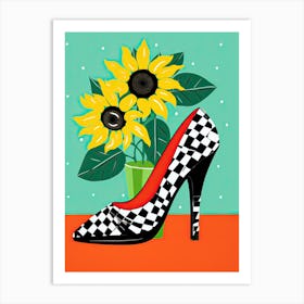 A Woman's Journey in Floral Footwear Art Print