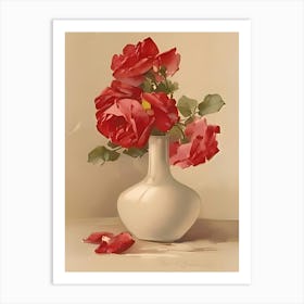Red Roses In A Vase 3 Art Print
