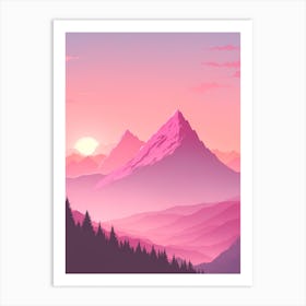 Misty Mountains Vertical Background In Pink Tone 33 Art Print