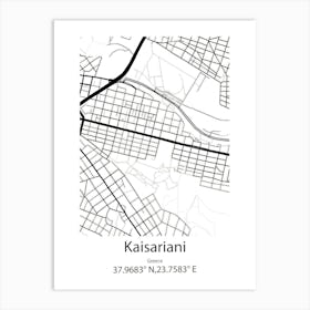 Kaisariani,Greece Minimalist Map Art Print