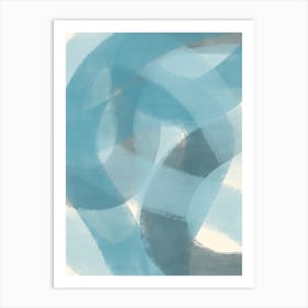 Abstract Curve Blue Grey Lines Art Print